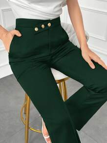 Modelyn 秋冬女士休闲纯色高腰西装裤