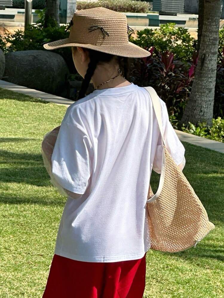 Tween Girls Minimalist Casual Daily Short Sleeve T-Shirt