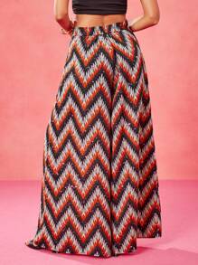 JIAN LASALA Women's Summer Vacation Wavy Striped Pocketed Wide Leg Loose Casual Long Pants - Multicolor - View 2