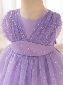 Glamorique Kids Váy lưới kim loại màu đỏ cho bé gái, trang phục dự tiệc, Giáng sinh, Halloween, váy tutu dự tiệc sinh nhật, kỷ niệm - Màu tím - Xem 7