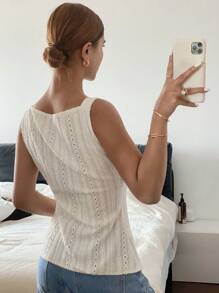 Siren Gaze Women's Elegant Casual Minimalana Solid Color Embroidered Front Button Sleeveless Blouse, Summer Spring Outfits,Button Up Shirt Women,Women's Sleeveless Streaks Textured Single-Breasted Casual Shirt,Streaks Texture And Micro-Stretch Fabric,Women Slim Fit Tank Top Shirt ,Elegant And Fashionable For Commuting, Simple Fashion Casual Everyday Cami Top, Spring/Summer, Sleeveless Top,Old Money Blouses,Western Wear Women - Apricot - View 2