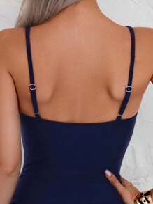 Swim Lushoire 女士纯色露背度假休闲连体泳衣，适合夏季海滩