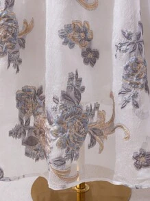 SHEIN Tween Girls Floral Organza Jacquard Ruffle Bow Decor Lantern Sleeve Elegant Dress, Renaissance Style, Princess Gown, Perfect For Birthday Party, Graduation Ball - Multicolor - View 14