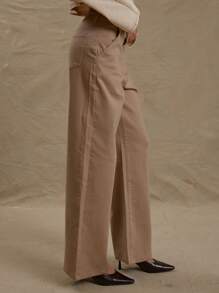 MUSERA Jeans de pierna ancha de tiro bajo con bolsillos y presillas para cinturón, estilo de calle primaveral de los 90