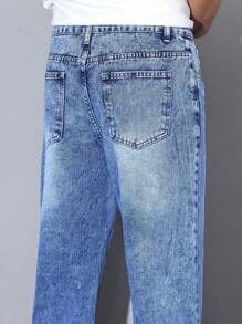 Manfinity Homme Jeans casuales de corte recto con bolsillo y ajuste holgado minimalista para hombres
