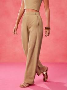 Charllene Santos Designer Khaki Solid Loose Cargo Casual Pants, Festival, Summer,For Women, Concert,Elegant,Business Casual, Western Wear,Streetwear