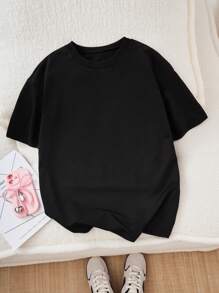 Casual Fashion Stylish Minimalist Versatile Allover Star Print Girls Crew Neck T-Shirt