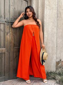 SHEIN LUNE 2pcs/Set Plus Size Camisole Crop Top & Elastic Waist Pants With Pockets, Flowy Outfit Spring Outfits For Women Summer Clothes Western Wear Women Old Money Style Women Brunch Outfits For Women Airport Outfit Cowgirl Summer Outfits For Women Graduation Spring Women Summer Clothes Graduation Easter Outfit Women Spring Summer Clothes Vacation