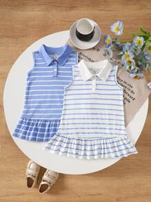 Souflis Souflis 2 Packs Baby Girl Colorblock Striped Sleeveless Dresses - Multicolor - View 7