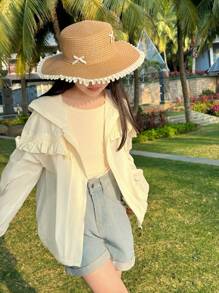 Dazy Kids 少女秋季外套，返校季度假装 - 白色 - 查看 1