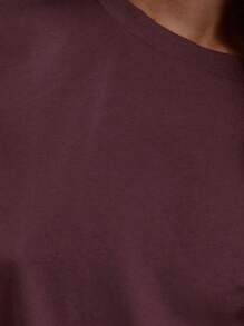 MUSERA 宽松圆领T恤，休闲大码，适合机场、返校季、春夏假日穿着。 - 紫色 - 查看 4