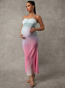MaterniChic Sexy Party Ombre Color Bodycon Slip Dress Maternity - Pink - View 1