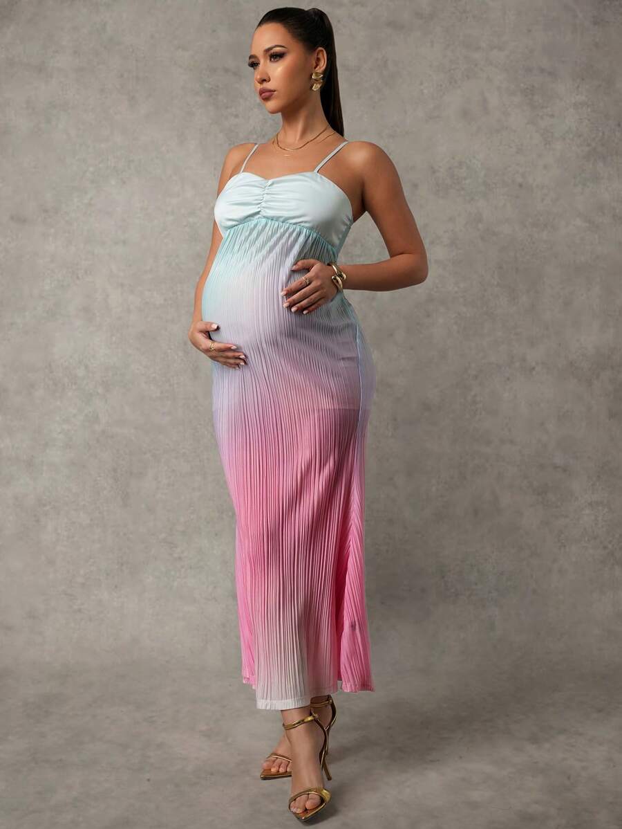 MaterniChic Sexy Party Ombre Color Bodycon Slip Dress Maternity - Pink - View 1