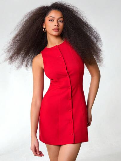 Athîral 女士纯色无袖迷你连衣裙，简约时尚休闲日常穿着