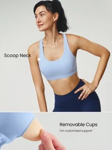 GLOWMODE FeatherFit™ Crossover Strap Sports Bra Gym Valentine's Day - Baby Blue - View 4