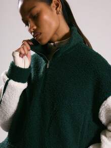 Musera Sport 双色 Borg 羊毛半拉链夹克，适合 Padel、网球、Pickleball 健身房健身