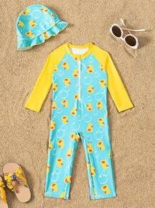 适合日常穿着的男婴长袖拉链印花休闲连体衣 - 彩色 - 查看 7