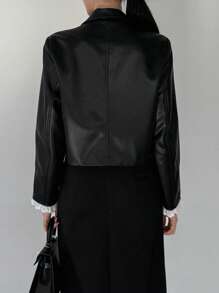 DAZY Manteau court  pour femmes avec volants aux poignets, blazers pour femmes, tenue de bureau