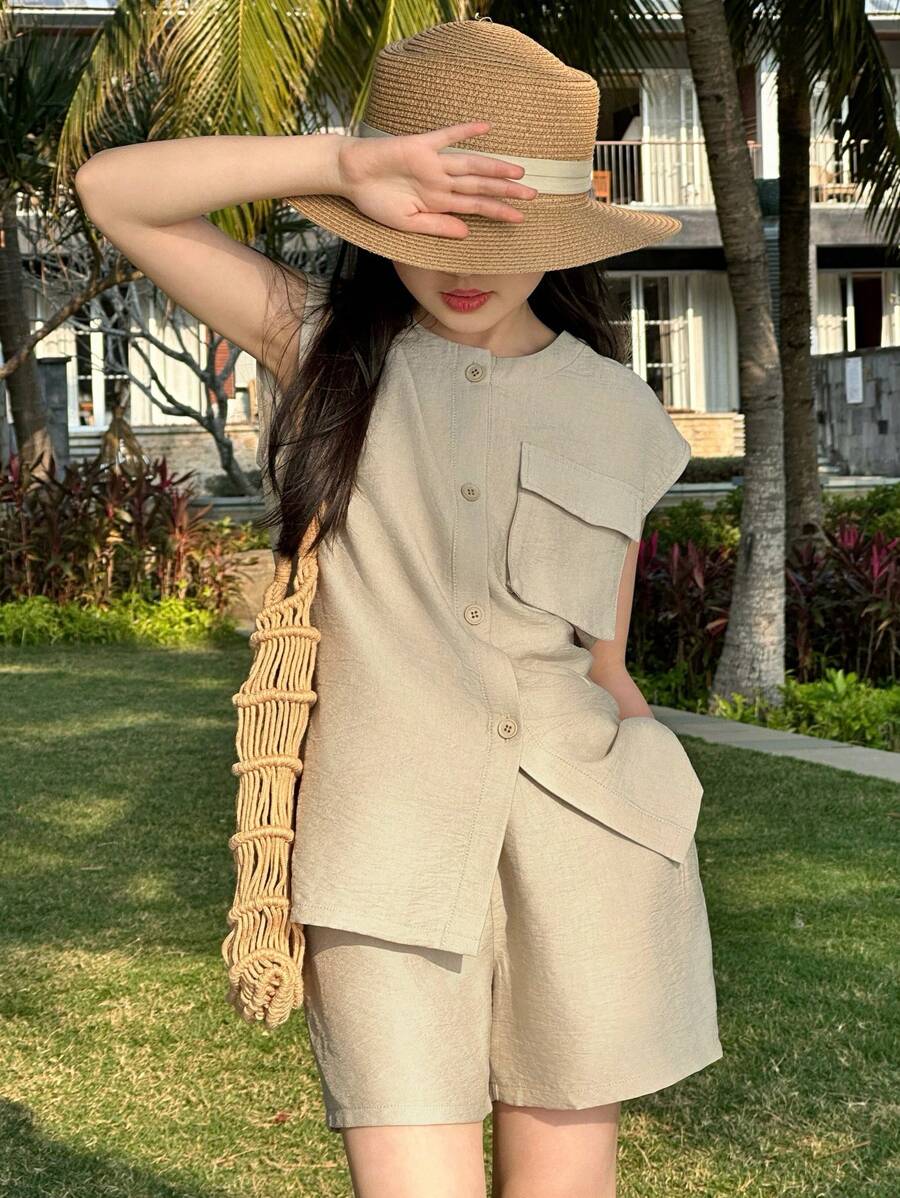 DAZY 2pcs/Set Tween Girl Autumn Clothes,Back To School Clothes Vacation - Green - View 1