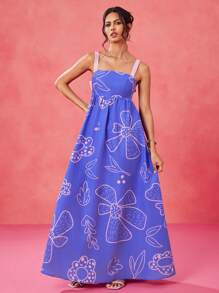 VALERIA GALIPOLI Designer Blue Floral Print Pink Maxi Sun Dress For Women, Festival, Tropical, Summer, Beach, Concert, Elegant, Vacation, Boho, Concert Outfit Spring Dress Summer Dress Prom Dress Elegant Evening Dress Women Blue Maxi Prom Dress Wedding Brunch Outfits Tea Party Dress Pastel Rave Outfit Summer Dresses For Woman Spring Dresses For Woman Women Clothing Summer Dresses Spring Dresses For Women Summer Dresses For Women