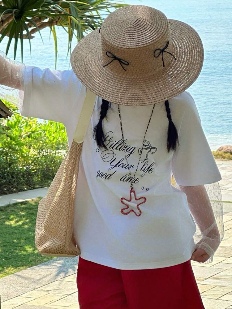 Tween Girls Minimalist Casual Daily Short Sleeve T-Shirt