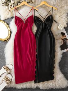 2件套女士性感蕾丝拼布开衩长款睡袍 - 彩色 - 查看 2