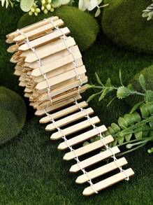 SHEIN 1pc Mini Wooden Fence, Miniature Fence For Fairy Garden Micro Landscape Flower Pots Accessories Ornaments, For Home Room Garden 35.4in*2in, Gift