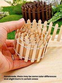 SHEIN 1pc Mini Wooden Fence, Miniature Fence For Fairy Garden Micro Landscape Flower Pots Accessories Ornaments, For Home Room Garden 35.4in*2in, Gift