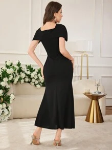 Modelyn Elegant Beaded Bodycon Mini Dress For Women - Black - View 2