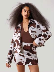 Athîral 女士印花修身休闲 A 字迷你裙，适合度假 - 白色 - 查看 2