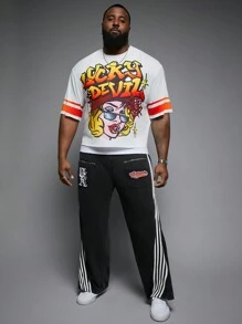 Manfinity VCAY Plus Size Men's Loose Fit Acid-Washed Knit Long Sweatpants - Multicolor - View 2