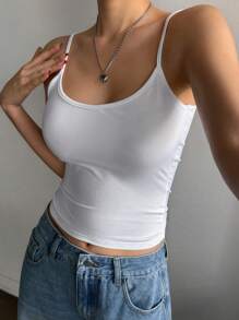 DAZY Women's Solid Color Casual Slim-Fit Backless Camisole Top Tank Tops Y2k - White - View 6