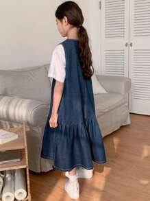DAZY Tween Girls Autumn/Fall Denim Dress, Tween Girl,Back To School Clothes - Dark Wash - View 5