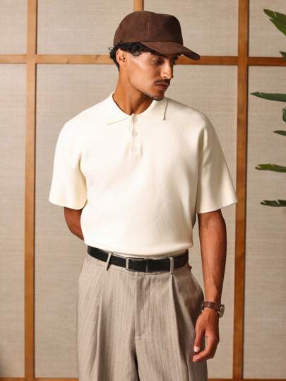 SUMWON Premium Knitted Polo Shirt Slim Fit Business Casual Short Sleeve Classic Lightweight Professional Summer Office Work Wear