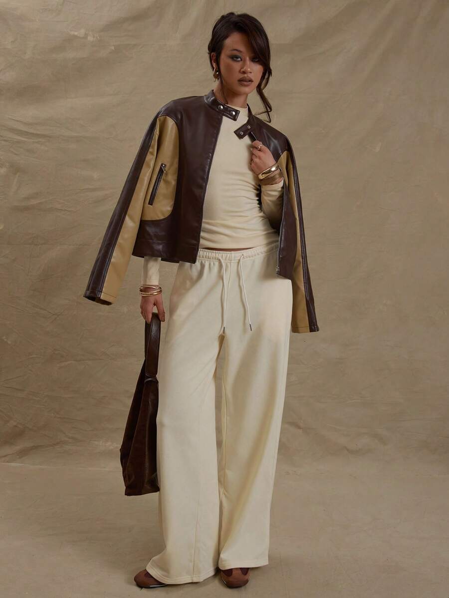 MUSERA Pantalón jogger de pierna ancha con cintura elástica y cordón, abertura lateral, de estilo casual y sexy para vacaciones - Amarillo - Ver 1