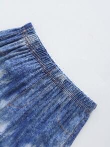 2pcs/Set Toddler Baby Boys Casual Cool Y2K Tie Dye Denim Effect Print Pocket Shorts, Suitable For Outdoor, Home, Music Festival, Summer - Multicolor - View 5