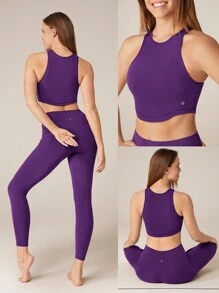 GLOWMODE FeatherFit™ Curve Hem Bra Tank Top Low Impact Yoga Pilates Daily - Violet Purple - View 8