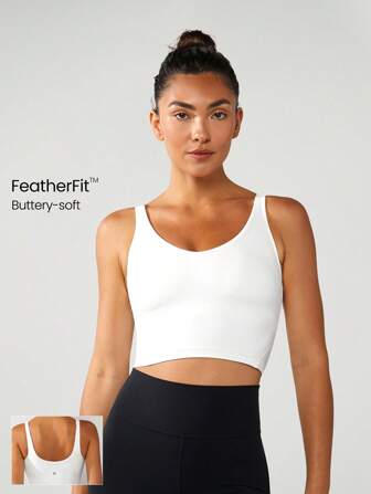 GLOWMODE FeatherFit™ U Back Cropped Active Tank Top Low Impact Yoga Daily Fall Winter