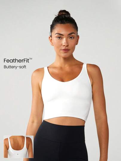 GLOWMODE FeatherFit™ Back Cropped Active Tank Top Low Impact Yoga Fall