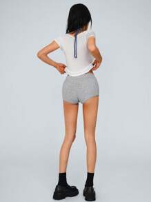 SHEIN Unity Casual Versatile Low Waist Skinny Super Short Leggings - Light Grey - View 2
