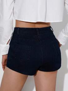 Aveloria Affinna Pantalones cortos asimétricos ultra cortos decorados con remaches de plata de estilo chic callejero romántico punk del milenio