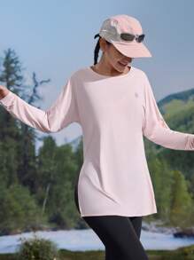 In My Nature Tee-shirt décontracté pour femmes de couleur unie avec fente pour la randonnée