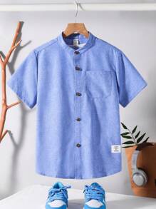 Tween Boy Casual Short Sleeve Shirt And Shorts Summer Outfit
