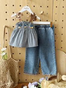 Vintaside Kids Young Girl Casual Camisole Top And Pants 2 Pieces Set, Minimalist Fashion For Daily Wear Summer Holiday - Multicolor - View 3