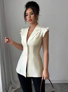 Elenzga Blusa de mujer sin mangas de unicolor, de moda sencilla para uso casual diario