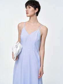 SHEIN Clasi 2025 Women's Sleeveless Striped Fitted Long Dress (Random Flower Pattern) - Baby Blue - View 4