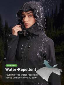 In My Nature Chaqueta con capucha con cordón de color liso para exteriores para mujeres