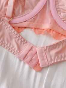 شمواه مطرزة بتفصيلات دانتيل ، أنيقة ، خصر مرتفع ، مريحة ، بحمالات داخلية تدعم الصدر ، ملابس داخلية نسائية رومانسية