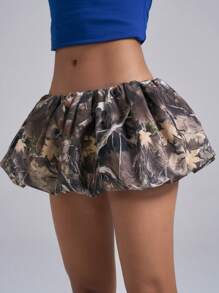 Easelle Falda A-Line de mujer estampada y tejida, adecuada para vacaciones