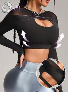 Innovista Women Activewear Cropped Long Sleeve Sports Tshirt,Sweatshirts, Hollow Out Backless Push Up Breathable Mesh Cut Out Gym Top, High Elastic & Dry Fit Workout Outfits , Moister-Wicking, Fitness Top, Edgy & Unique Stylish Tracksuit, Cycle,Bike,Running,Cardio,Strength,Weights,Pilates,Yoga,Mat,Outdoor,Hike,Camping,Trail, Volleyball,Going Out, Athleisure,Base Layer,Buckleball, Music Festival,Party, Jiffy Shirts,Black,Spring,Valentine